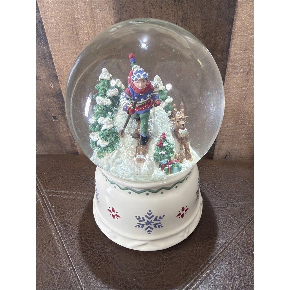 Pfaltzgraff Nordic Christmas Musical Snow Globe Jingle Bells Box Vintage 1998